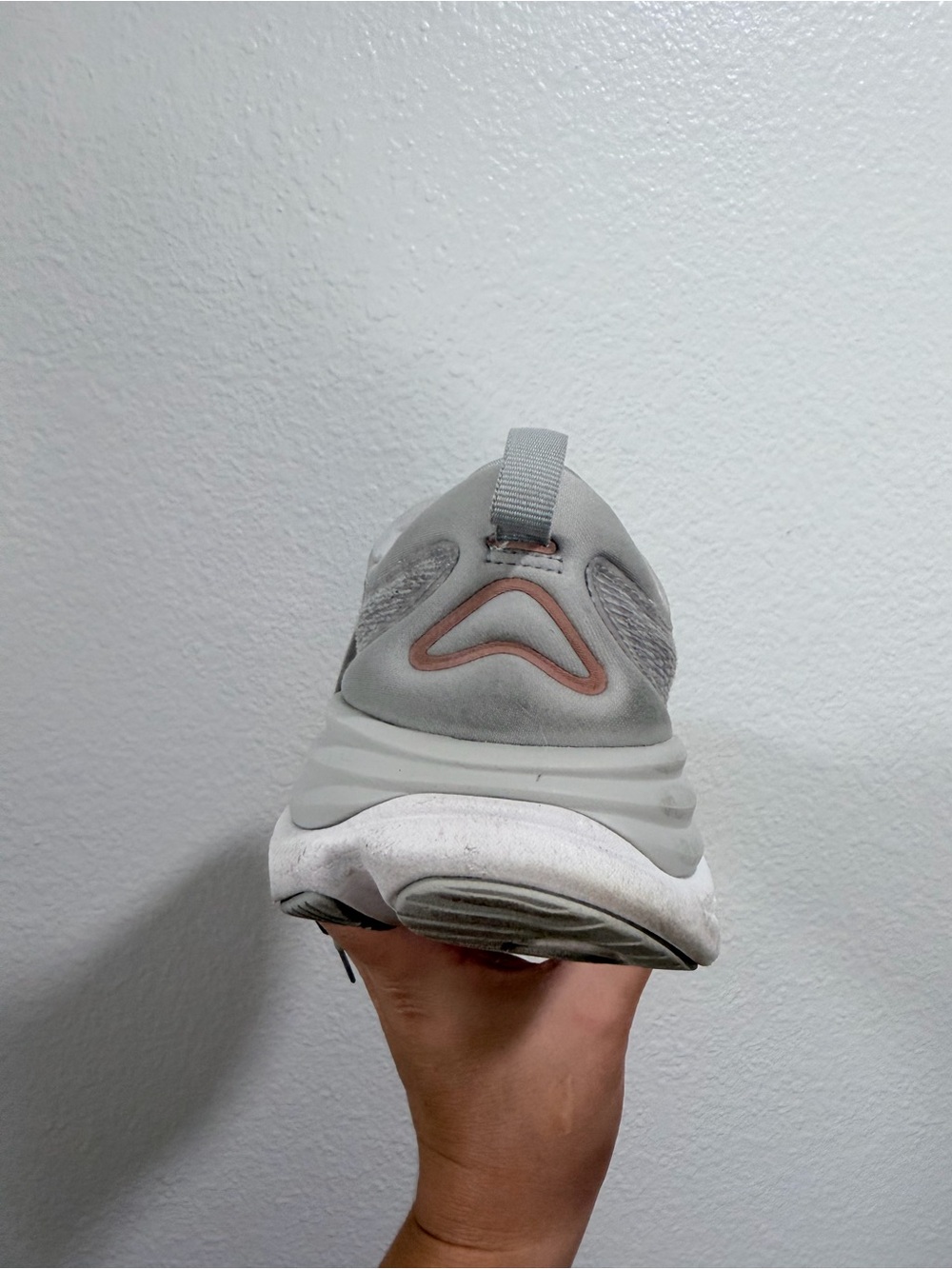 HOKA Women's Gray/Peach Bondi Running Shoe - Picture 3 of 9